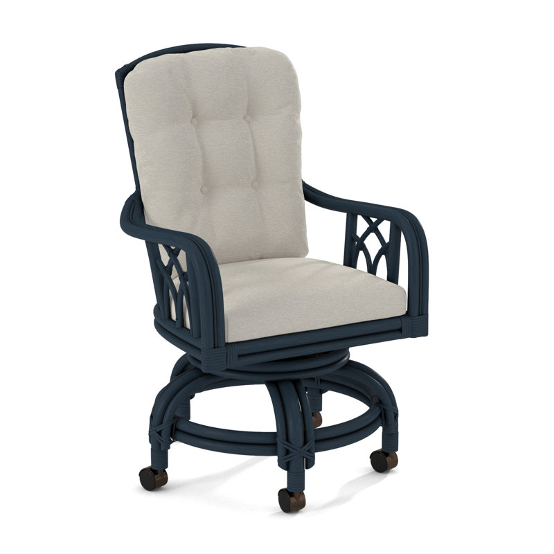 Edgewater Castered Arm Chair, White Performance Fabric; 0851-94, Stone Hearth