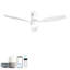 52 Inch Flush Mount Ceiling Fan Solid Wood Fan Blade Noiseless Reversible Motor Smart Remote Control With Light