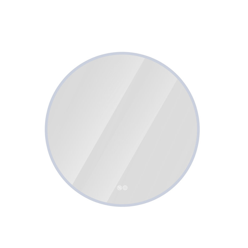 Miroir rond de salle de bain 32 po à DEL avec meuble-lavabo mural, anti-buée, 3 lumières réglables à température de couleur et à intensité variable, miroir de maquillage pour la chambre à coucher et la salle de bain, miroir intelligent pour la d?