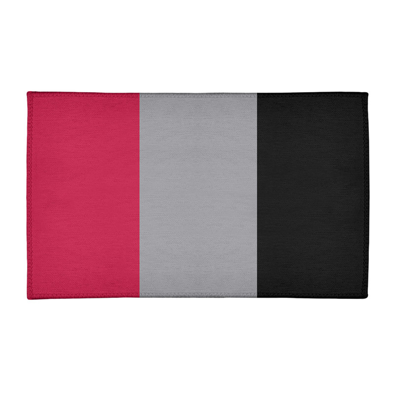 Tapis rouge rayé/argent/noir zone, Rectangle 2 pi x 3 pi