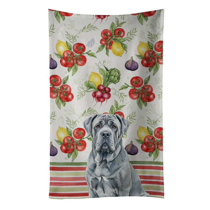 Blue Neapolitan Mastiff Vegetables Kitchen Towel, Blue Neapolitan Mastiff