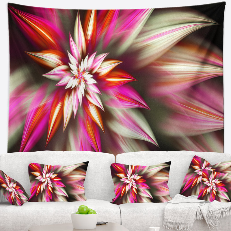 Tapisserie abstraite abstraite avec spirale rouge, H 50 po x l 60 po