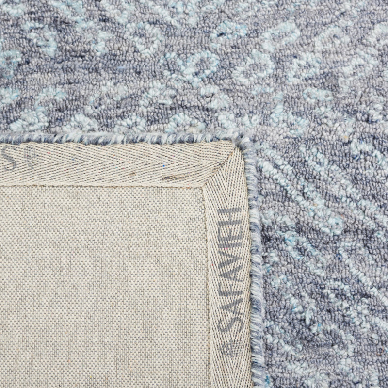 Handmade Abstract Blue Tufted Wool Blend Area Rug, 10' x 14'