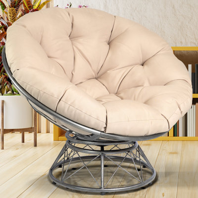 Woodlynne Oversized Swivel Papasan Accent Chair with 48