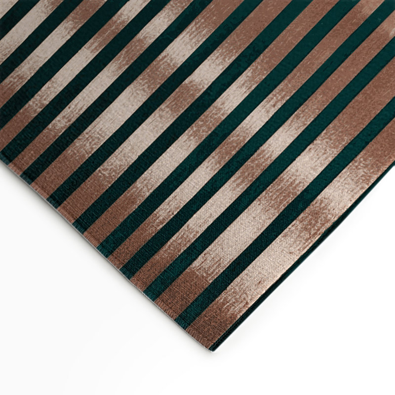 Tapis intérieur / extérieur vert HorizontalStripes, Rectangulaire 3 pi x 5 pi