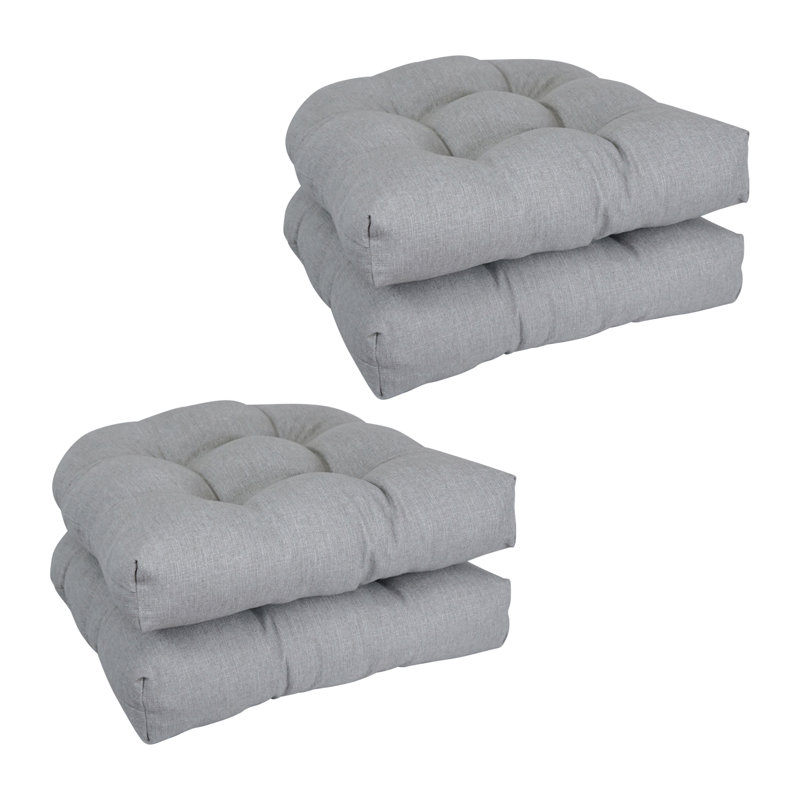 Coussins de chaise d'extérieur 19 pouces à dossier arrondi en oléfine tissée (ensemble de 4), Gris