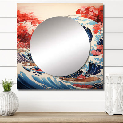 «Master Great The Red Great Of Kanagawa II» - Miroir carré pour décor mural