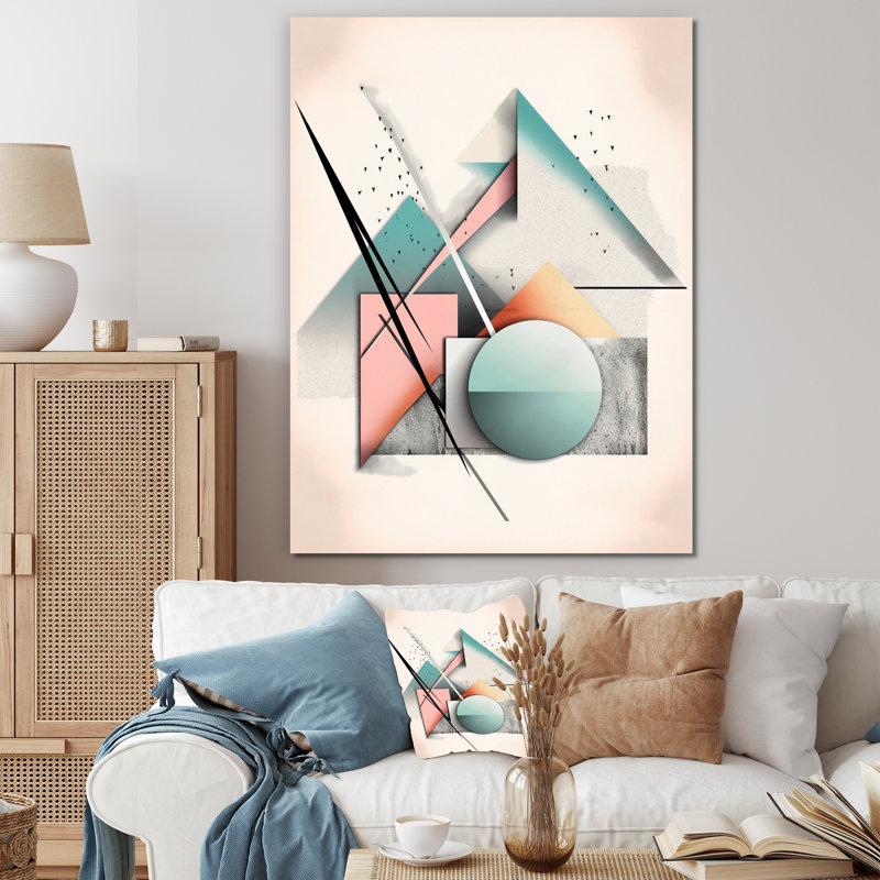 Mid Century Pastel Mountains III - impressions géométriques murales modernes, H 20 po x l 12 po x P 1 po, Toile tendue