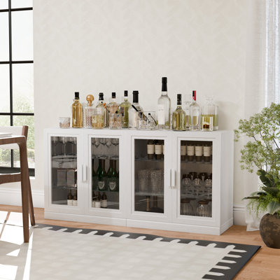 Wine Bar Cabinet with Adjustable Shelves Sideboard Buffet Liquor Cabinet Multi-purpose Home Bar for Kitchen and Living Room by Ebern Designs