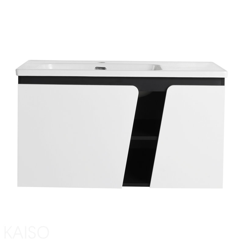 Meuble-lavabo mural flottant 36 po avec lavabo en céramique et porte d'armoire à fermeture en douceur 36 po