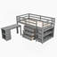 Lit mezzanine bas avec cabinet et bureau portatif à roulettes Low UGS: LPAAE-682809704