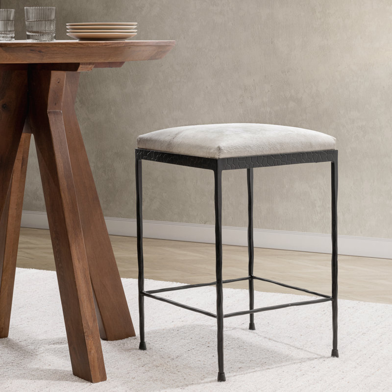 Bose Leather Counter Stool, Ivory/Black