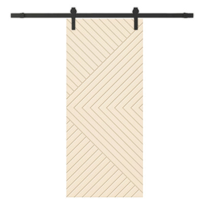 Hollow Paneled Painted without Installation Hardware Kit Barn Door