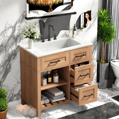 Meuble-lavabo en bois naturel de 30 po