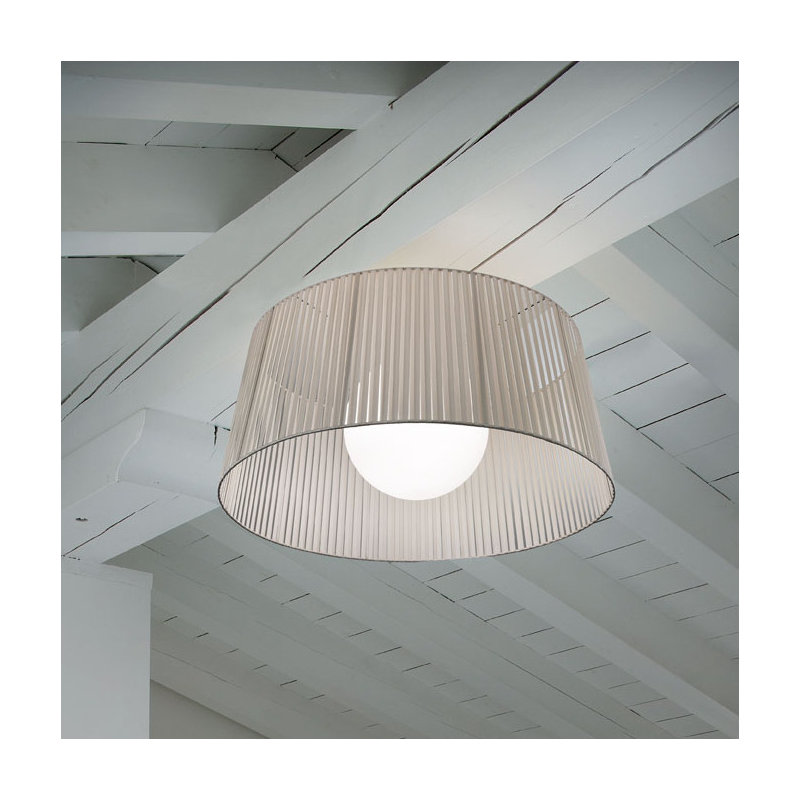 Plafonnier semi-encastré 1 lumière 23,6 po Ribbon, Nickel satiné, gris