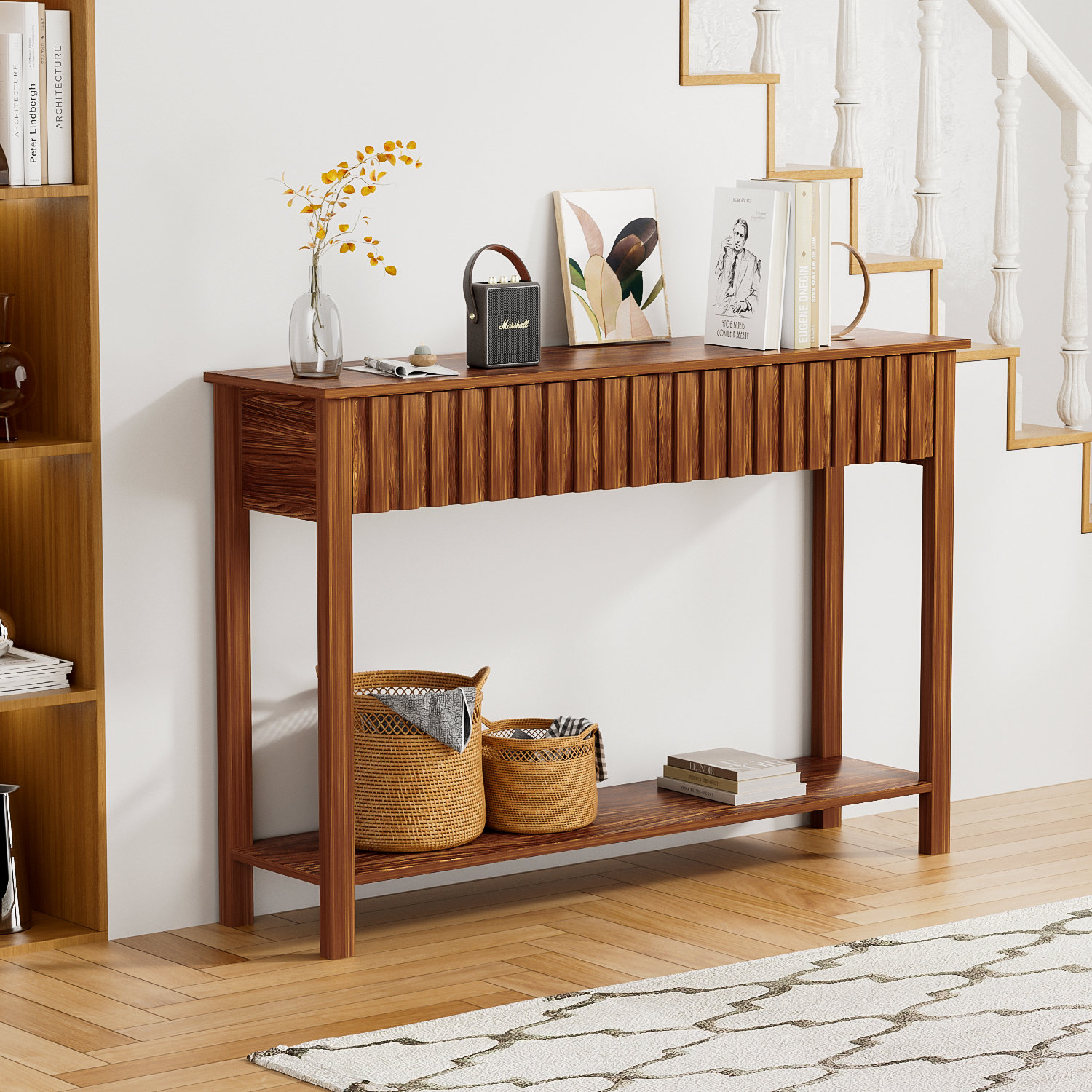 Ebern Designs 47” Console Table With Drawers, Narrow Sofa Table