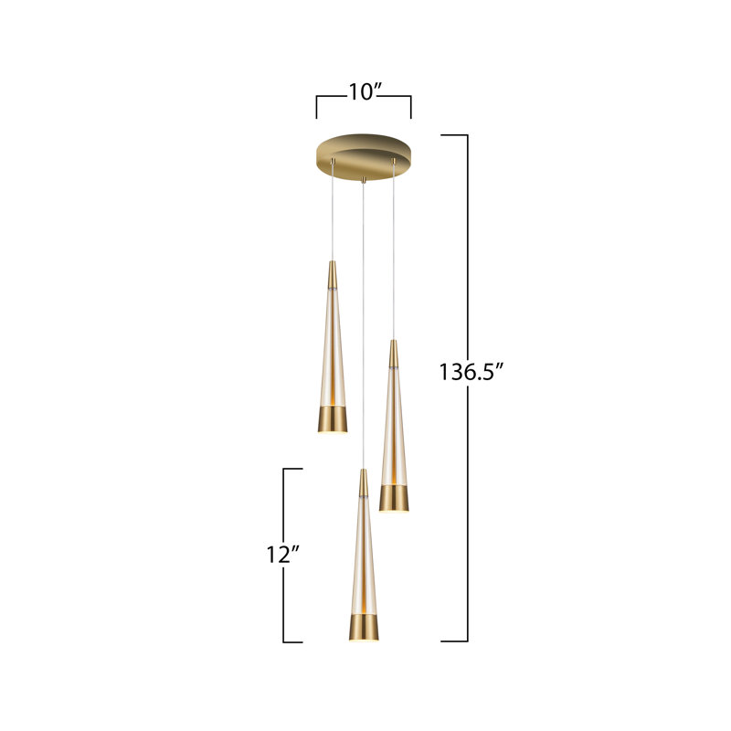 Luminaire suspendu 3 lumières Morfydd, Laiton