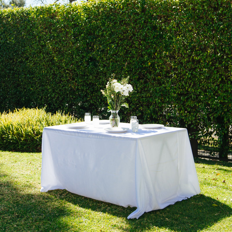 Rectangular Stain-Resistant Polyester Tablecloth - Basics by Wayfair™, White, 144" x 60"