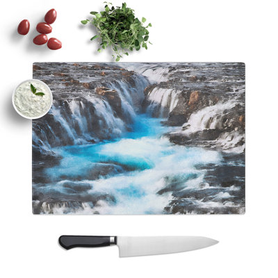 Waterfalls in Iceland Painting Chopping Board