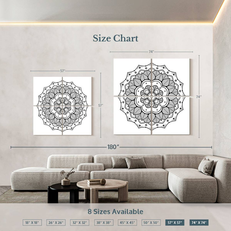 Kerner Mandala BW, H 57 po x l 57 po