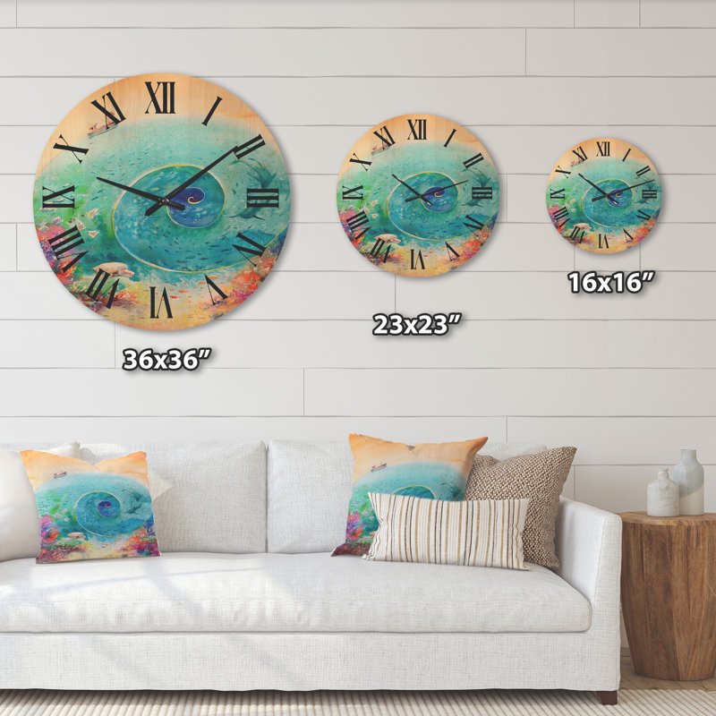 Horloge murale Turquoise, Très grand