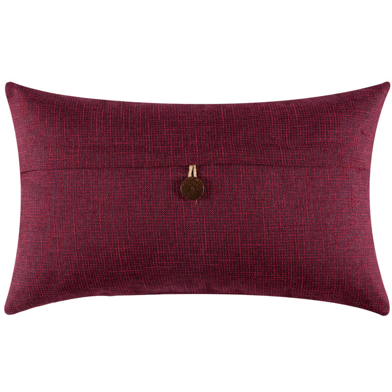 Buttons Cotton Blend Reversible Throw Pillow, Burgundy