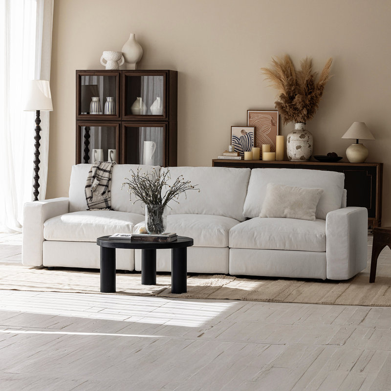 Canapé modulaire 113,8 po, canapé 3 places Comfy Cloud, canapé rembourré surdimensionné, blanc