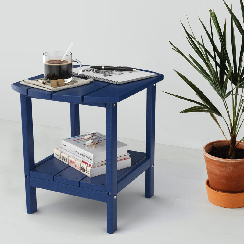 Patio Adirondack Side Table, Outdoor End Tables All-Weather Resistant HDPE Humidity-Proof Long Time Use for Deck, Lawn,Garden, Porch, Backyard End Table