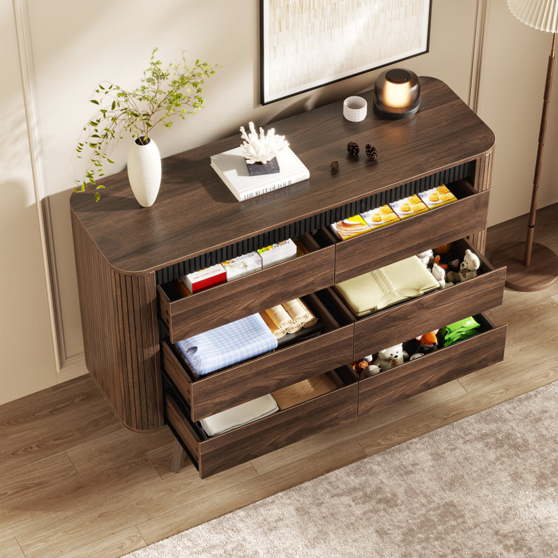 6-drawer Dresser 47.2"w Double Dresser Wide Dresser, Brown