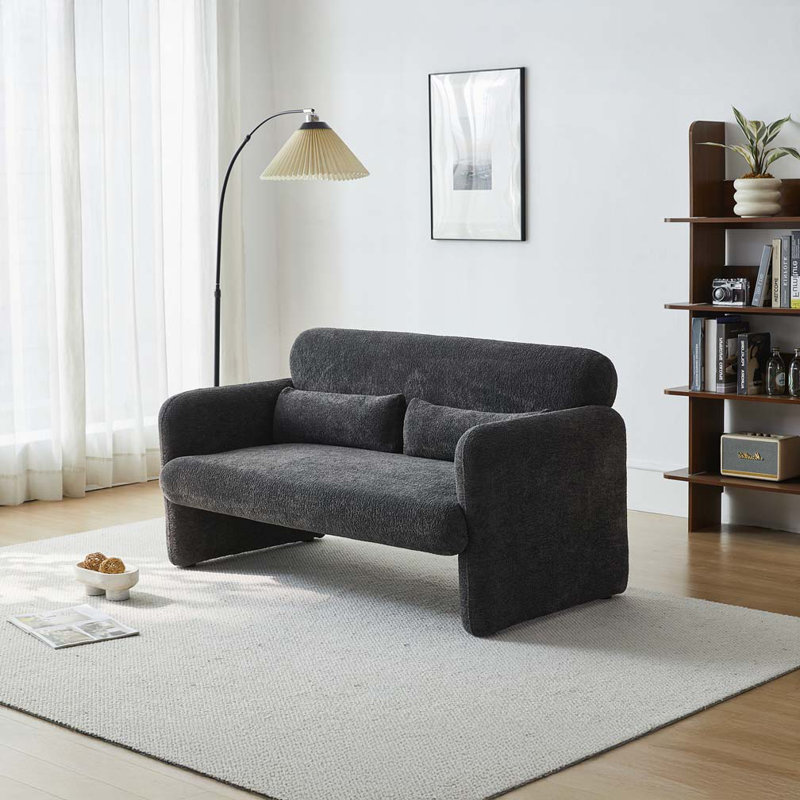 Canapé 59 po en velours avec coussin de soutien, Gris foncé