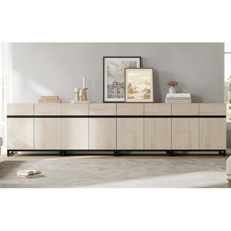 Modern 4-In-1 Accent Cabinet With Shelves - Storage Cabinet For Living Room, Hallway, Entryway, Beige