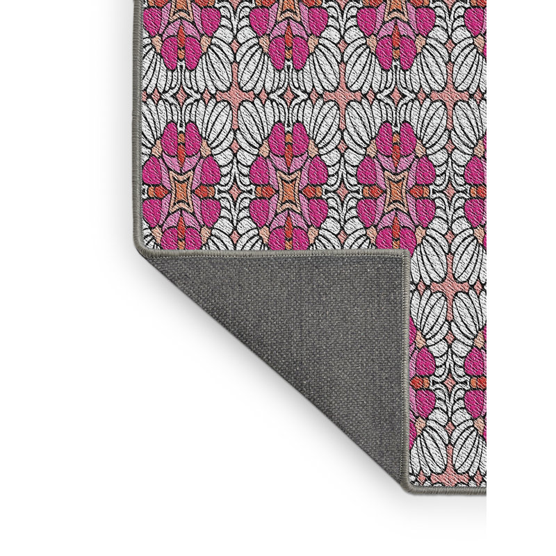 Tapis à motif floral rose, Rectangle 5 pi x 7 pi