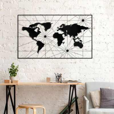 Modern Map Wall Decor on Metal