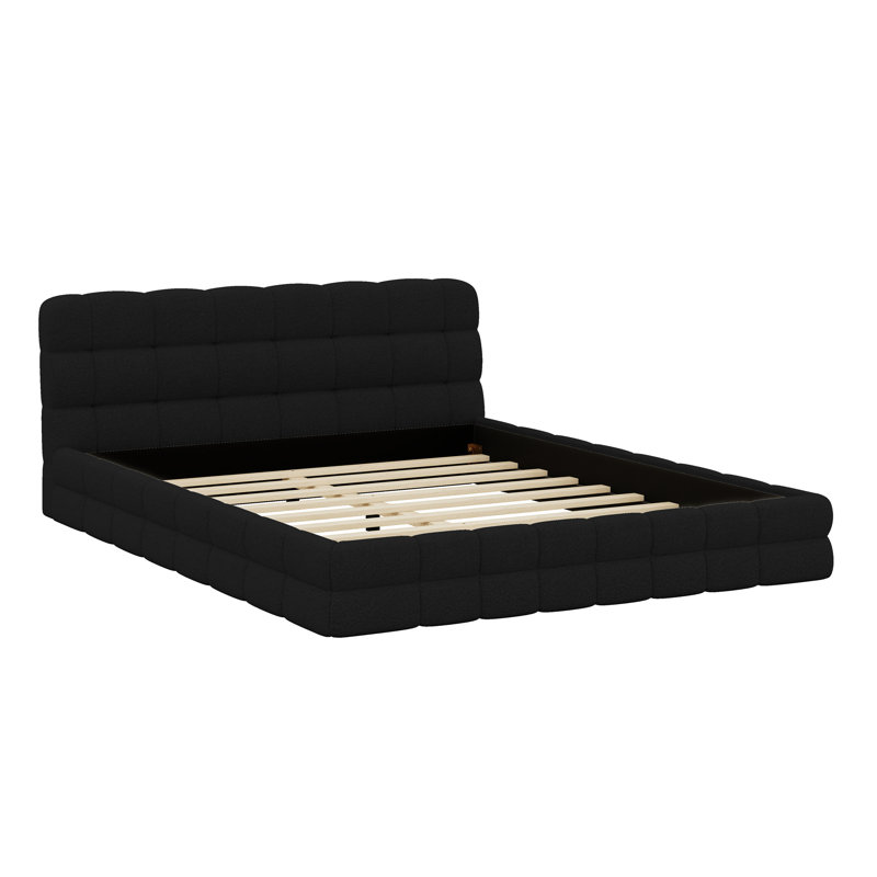 Lit plateforme en tissu d'ameublement, Noir