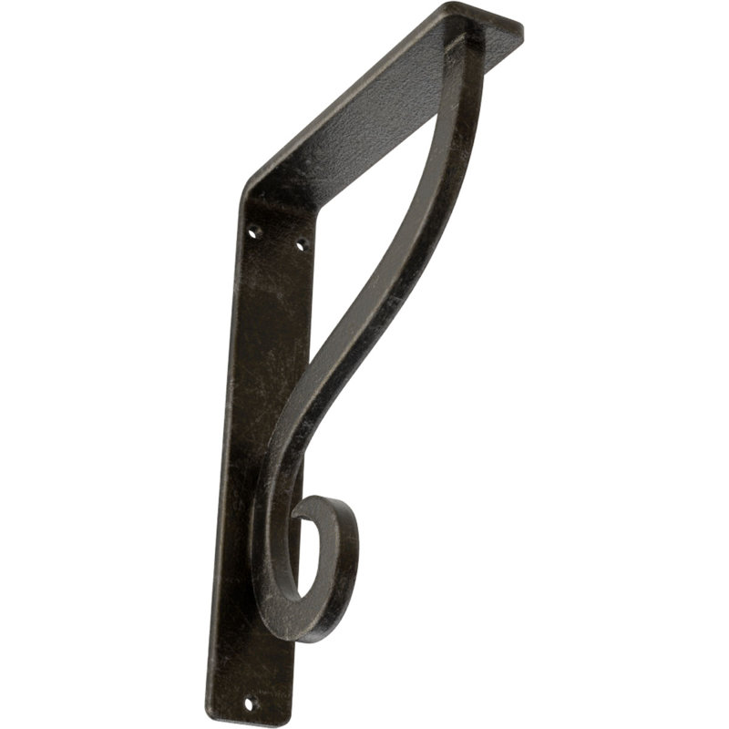 Support simple en fer forgé Ashford, H 8 po x l 1,5 po x P 5,5 po, Argenté antique chaleureux