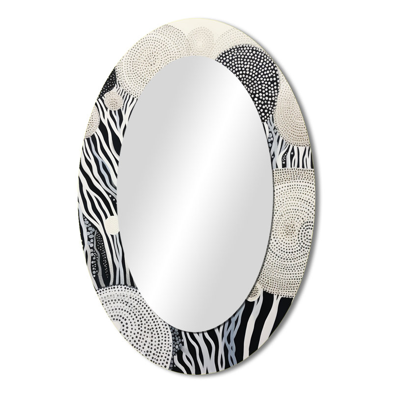 Miroir mural ovale noir et blanc, 36 po x 24 po