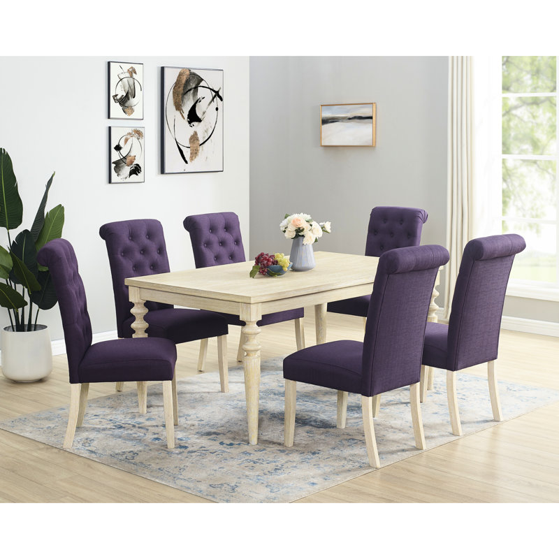 Ensemble de salle à manger 7 places: table rectangulaire avec de superbes pieds tournés et 6 chaises