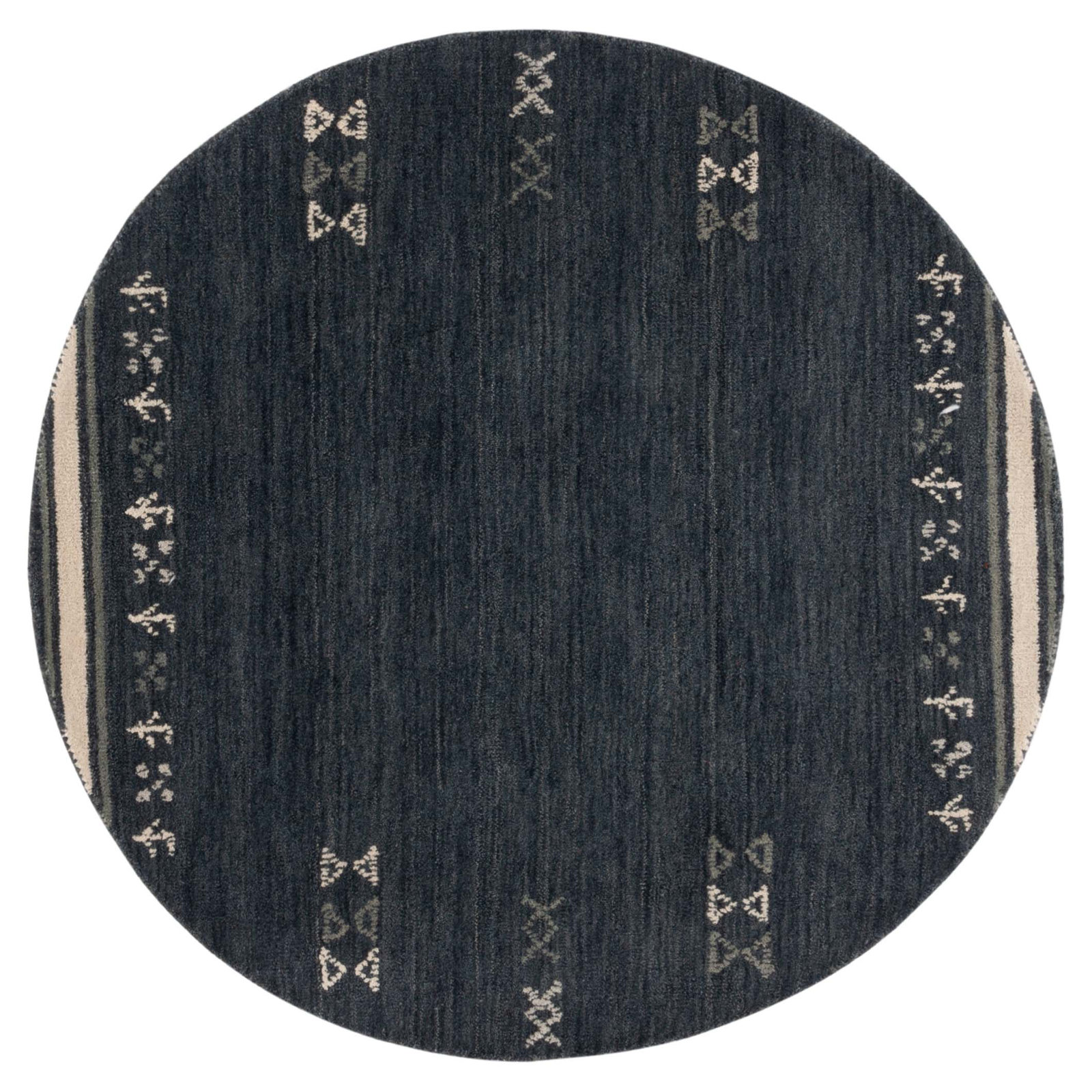 Santiago Handmade Wool Charcoal Rug, Round 6'