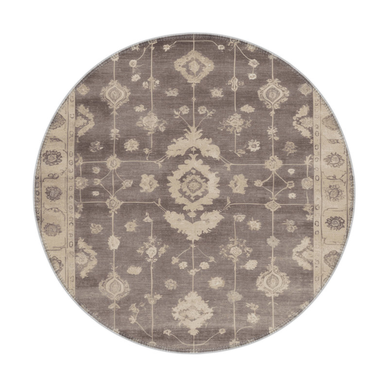 Tapis d'intérieur et d'extérieur surteint beige, Rond 5 pi