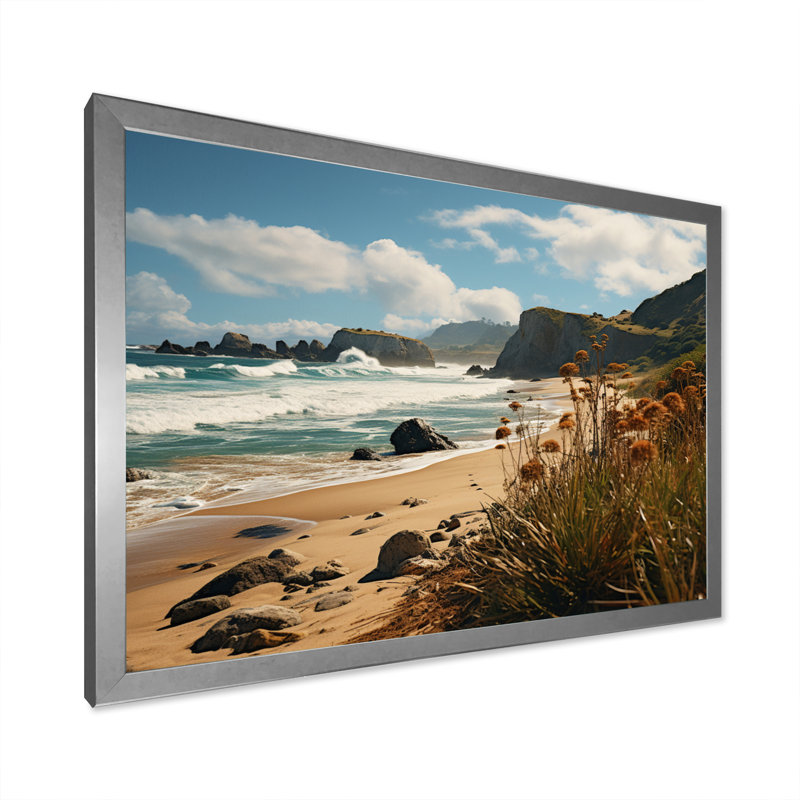 «Allerie Beach Golden Coast I», reproduction sur toile, Cadre simple argenté, H 30 po x l 40 po x P 1,5 po