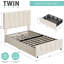 Structure de lit simple tapissier en lin avec rangement, sommier avec tête de lit réglable et 2 tiroirs, aucun sommier requis, base de lit à lattes en bois, beige-636023030-636023028