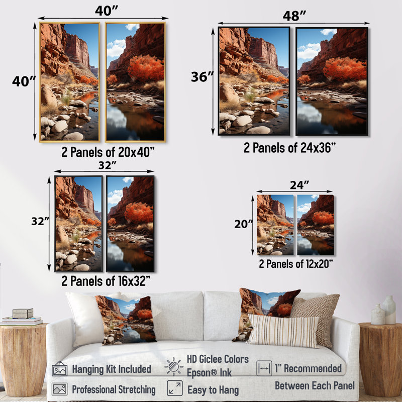 Canyon, passage intemporel II - paysages, art mural Canyon, Impression encadrée flottante, Black, 36" H x 48" W