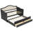 Twin Daybed with Trundle, Twin Size Daybed with 2 Storage Drawers, Wooden Sofa Bed with Upholstered Button Tufted Backrest for Living Room, Bedroom, Guest Room-1904131718