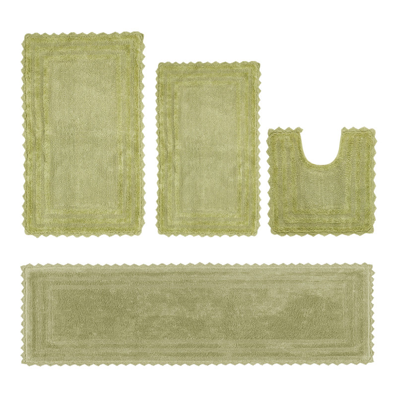 Ensemble de tapis de salle de bain 100% coton touffeté et réversible, très absorbant et très doux lavable à la machine Rasika
