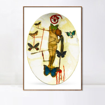 Art numérique sur toile encadrée, série # 053, par Salvador Dali, art mural pour le salon, décorations pour bureau à domicile (cadre de couleur bois mince, 18 po x 24 po)