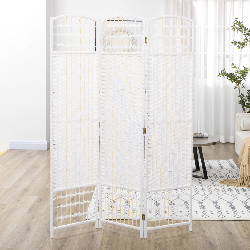 Pièce de 5,6 pi, écran d'intimité à 3 panneaux, cloison en fibre blanche pour la maison, le bureau, la circulation d'air pratique et élégante