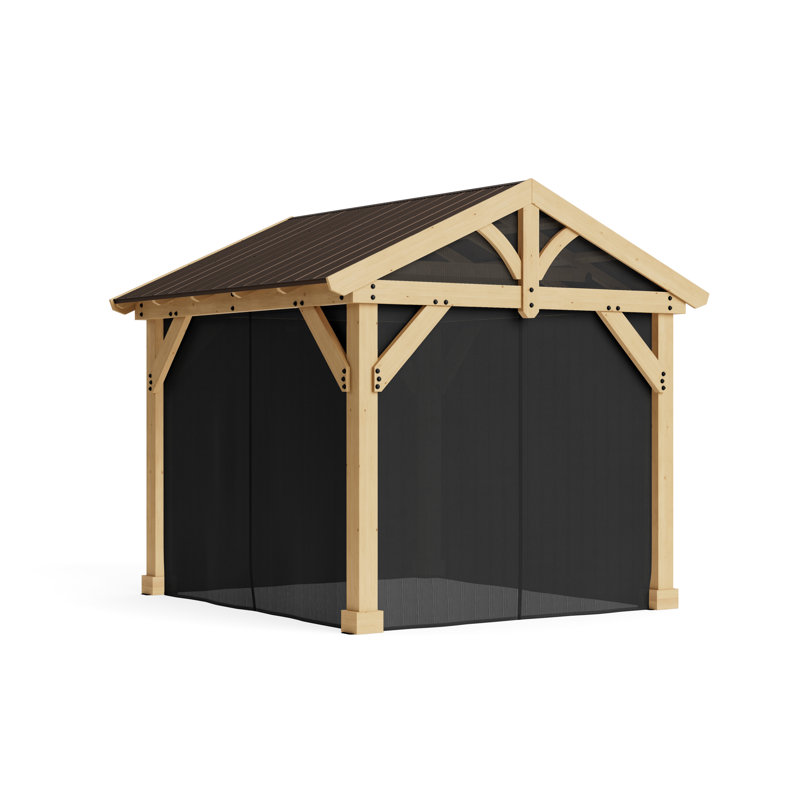 10' x 10' Meridian Pavilion Mosquito Mesh Kit  Premium Phifer UV-Resistant Mesh with Easy Glide Tracks and Full-Length Zippered Panels