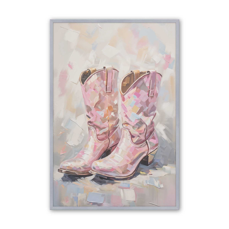 Cowboy Essentials in Pink I Print, H 15,25 po x l 12,25 po, Chrome poli