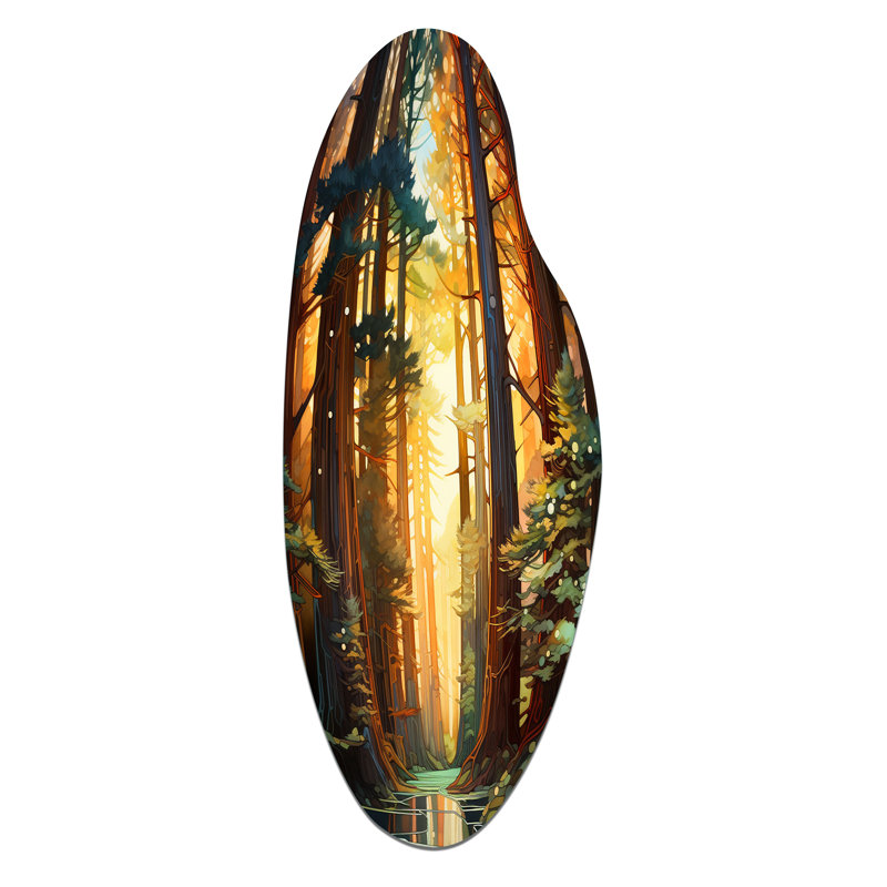 Art mural asymétrique en métal Hamideh Redwood Shimmering Tree Heights I, H 30 po x l 11 po