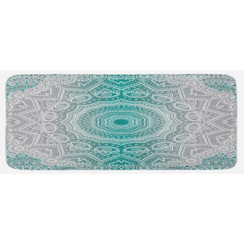 Eclectic Polyester Kitchen Mat, Teal